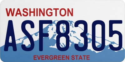 WA license plate ASF8305