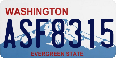WA license plate ASF8315