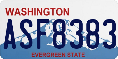 WA license plate ASF8383