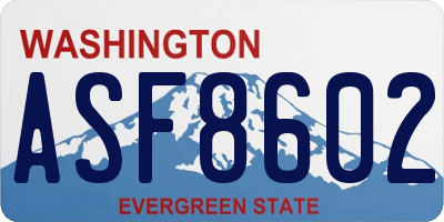WA license plate ASF8602