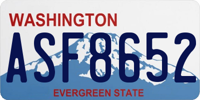 WA license plate ASF8652