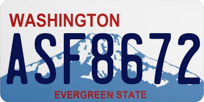 WA license plate ASF8672