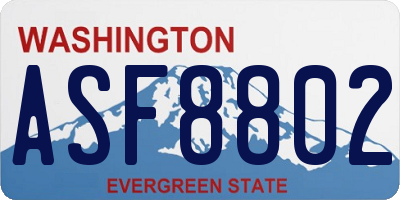 WA license plate ASF8802