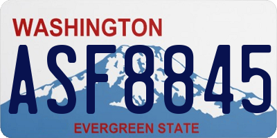 WA license plate ASF8845