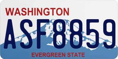 WA license plate ASF8859