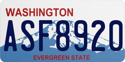 WA license plate ASF8920