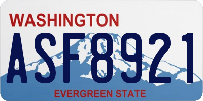 WA license plate ASF8921