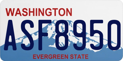 WA license plate ASF8950