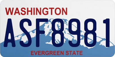 WA license plate ASF8981