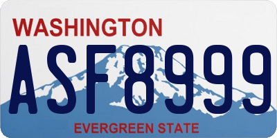 WA license plate ASF8999