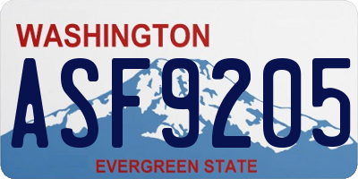 WA license plate ASF9205