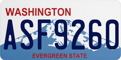 WA license plate ASF9260