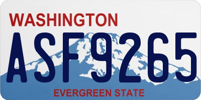 WA license plate ASF9265