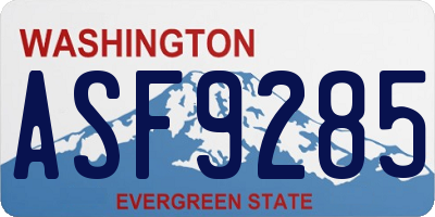 WA license plate ASF9285