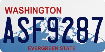 WA license plate ASF9287