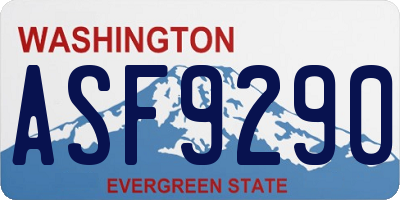 WA license plate ASF9290