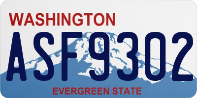 WA license plate ASF9302