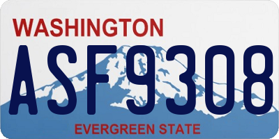 WA license plate ASF9308