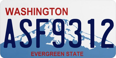 WA license plate ASF9312