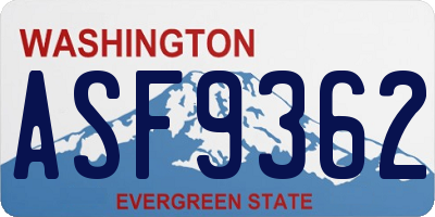 WA license plate ASF9362