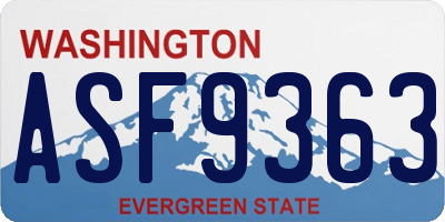 WA license plate ASF9363