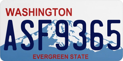 WA license plate ASF9365