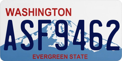 WA license plate ASF9462