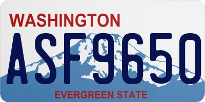 WA license plate ASF9650