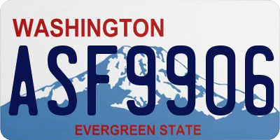 WA license plate ASF9906