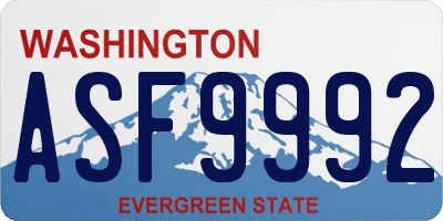 WA license plate ASF9992