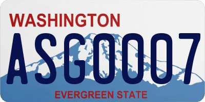 WA license plate ASG0007