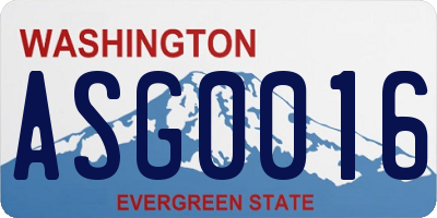 WA license plate ASG0016