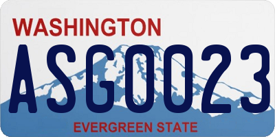 WA license plate ASG0023