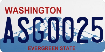 WA license plate ASG0025