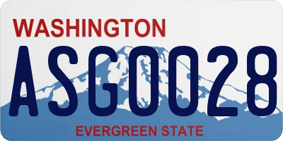 WA license plate ASG0028