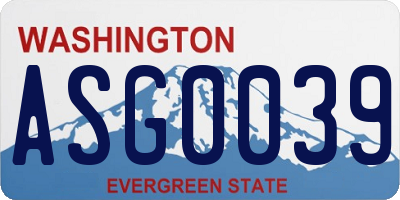 WA license plate ASG0039