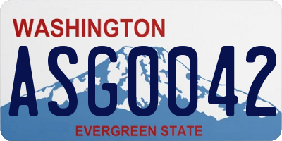 WA license plate ASG0042