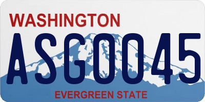 WA license plate ASG0045