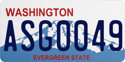 WA license plate ASG0049