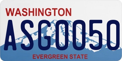 WA license plate ASG0050