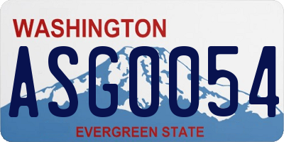 WA license plate ASG0054