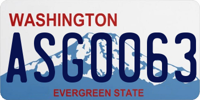 WA license plate ASG0063