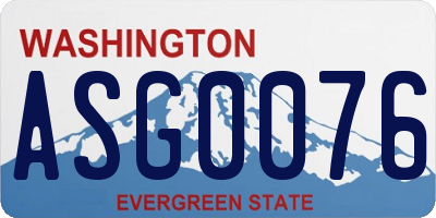 WA license plate ASG0076