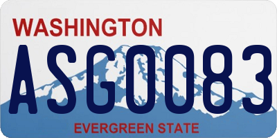 WA license plate ASG0083