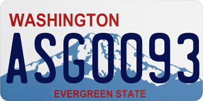 WA license plate ASG0093