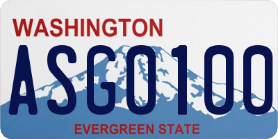 WA license plate ASG0100