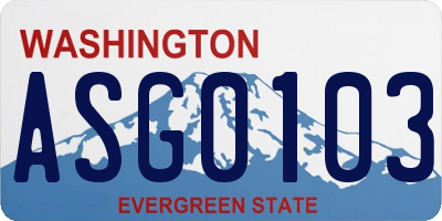 WA license plate ASG0103