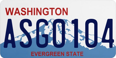 WA license plate ASG0104