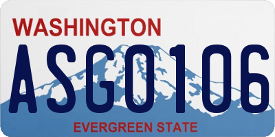 WA license plate ASG0106