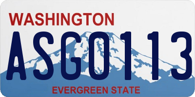 WA license plate ASG0113